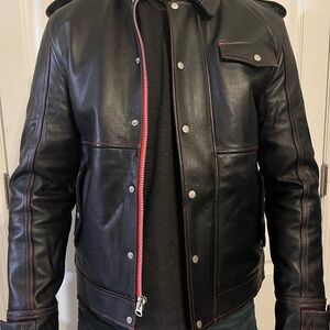 Disney Marvel Black Leather Biker Jacket with Red Accents NWOT